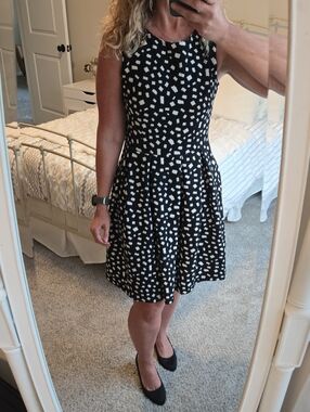 Black & White Patterned Fit-and-Flare Dress
